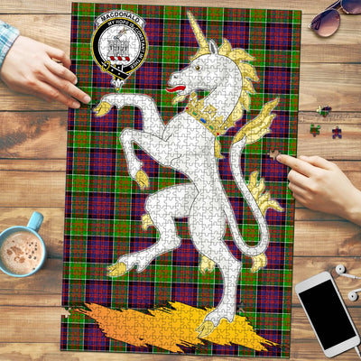 Clan MacDonald of Clanranald Tartan Crest Unicorn Scotland Jigsaw Puzzles Gift For Family