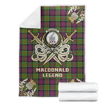 Clan MacDonald of Clanranald Tartan Gold Courage Symbol Blanket IU85