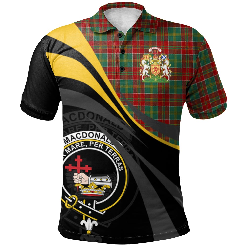 Clan MacDonald of Kingsburgh Tartan Polo Shirt - Royal Coat Of Arms Style WY94 MacDonald of Kingsburgh Tartan Tartan Polo   