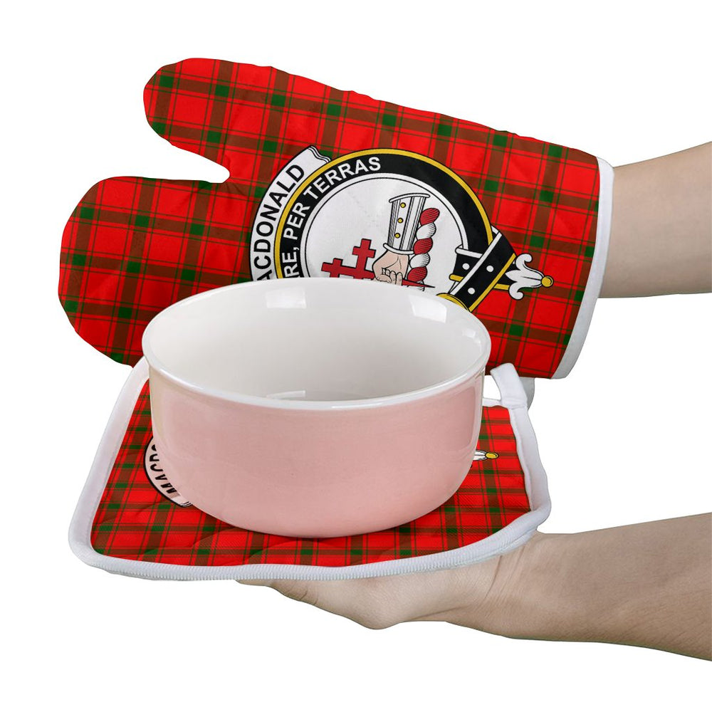 Clan MacDonald Of Sleat Tartan Crest Oven Mitt And Pot Holder (2 Oven Mitts + 1 Pot Holder) CE26 Clan MacDonald of Sleat Tartan Today   