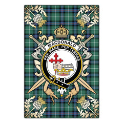 Clan MacDonald of the Isles Hunting Ancient Tartan Crest Black Garden Flag  - Gold Thistle  JB11 Clan MacDonald Tartan Today   