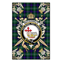 Clan MacDonald of the Isles Hunting Modern Tartan Crest Black Garden Flag  - Gold Thistle  IL83 Clan MacDonald Tartan Today   
