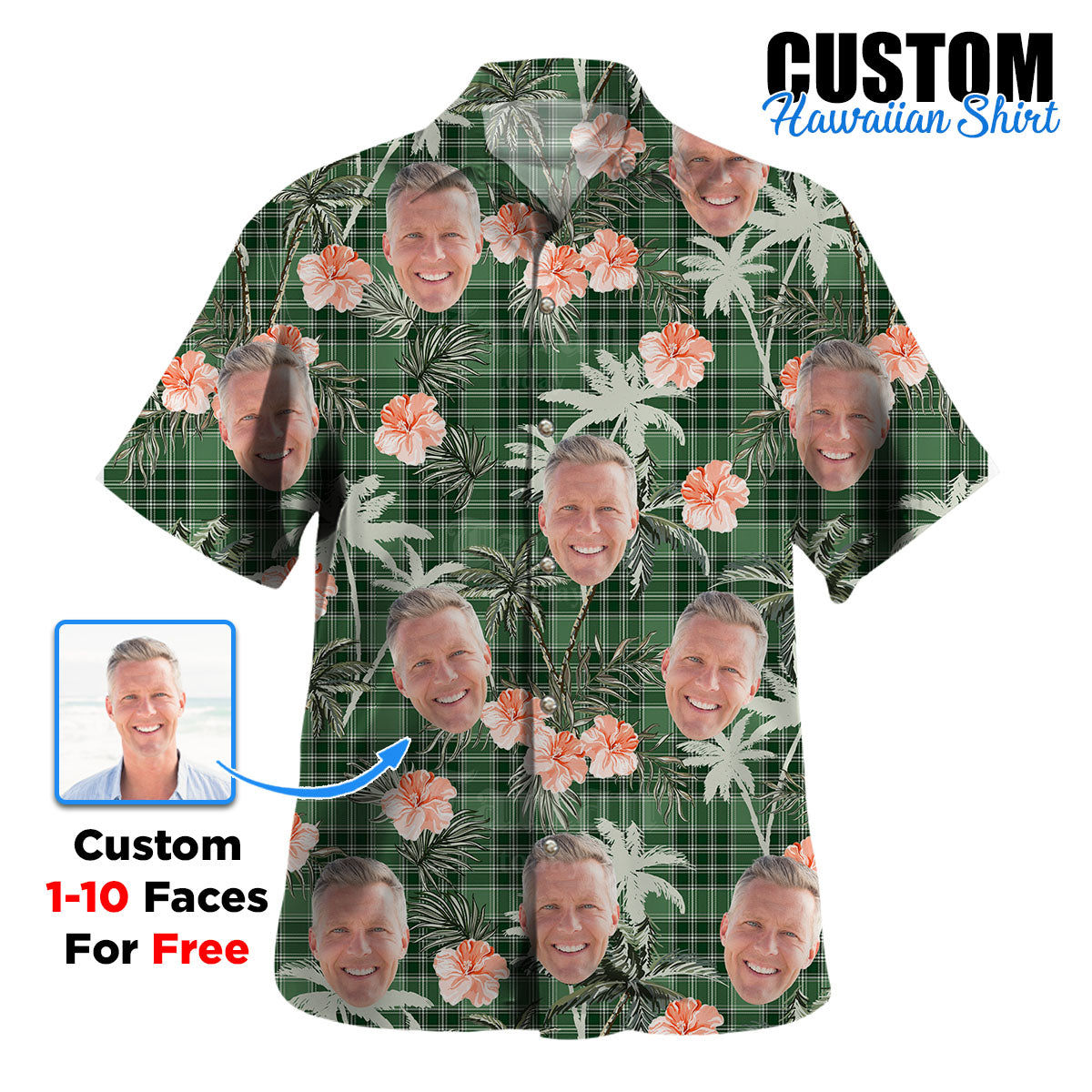 Clan MacDonald Lord of the Isles Hunting Tartan Custom Face Hawaiian Shirt – Unisex Gift for Family Members, Summer Party GZ80 MacDonald Lord of the Isles Hunting Tartan Tartan Hawaii Shirt