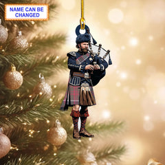 MacDonald of Clanranald Weathered Tartan Bagpipe Ornament with Custom Name