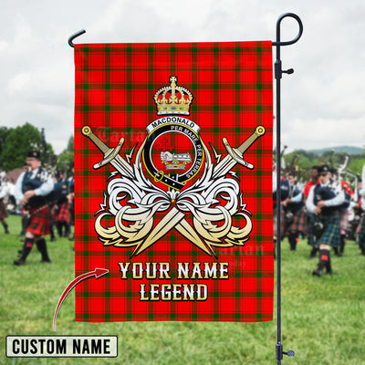 Custom Name Clan MacDonald of Sleat Tartan Garden Flag with Clan Crest and the Golden Sword of Courageous Legacy YQ43