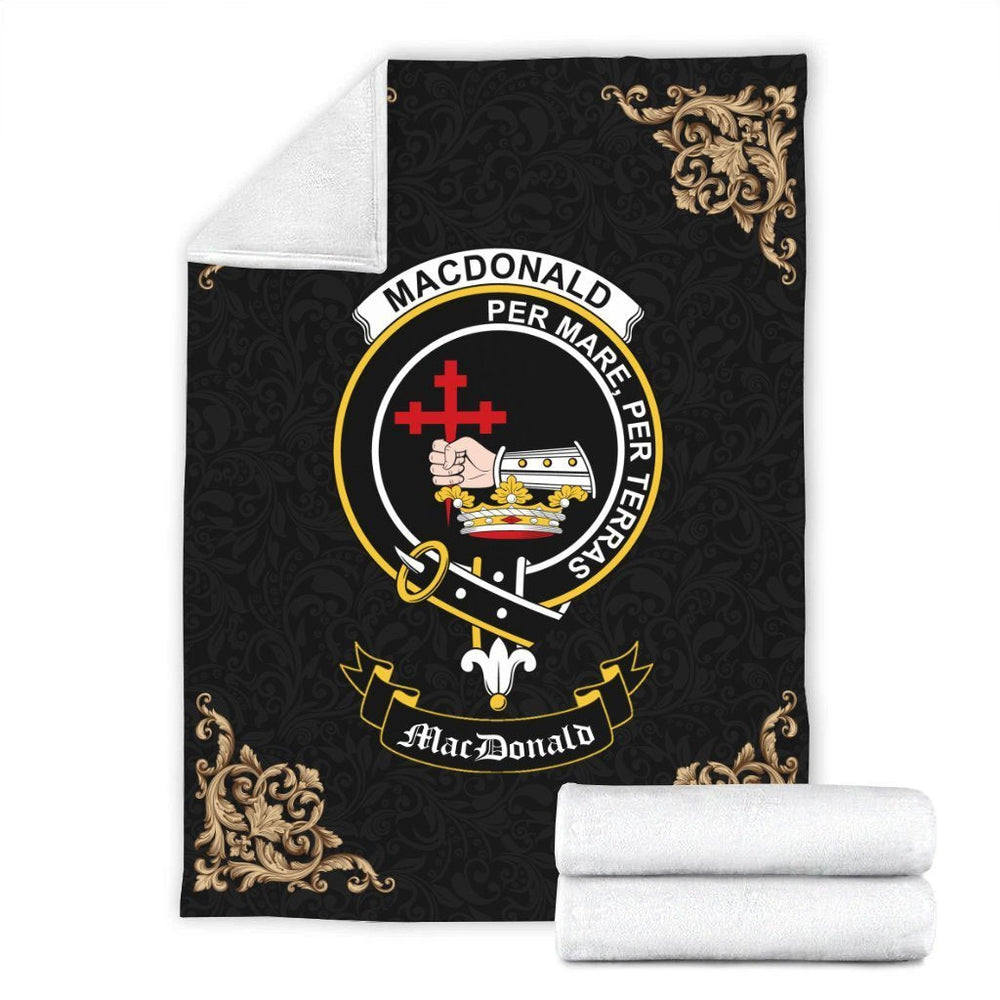 Clan MacDonald (Donald) Crest Tartan Premium Blanket Black NT70 Clan MacDonald Tartan Today   