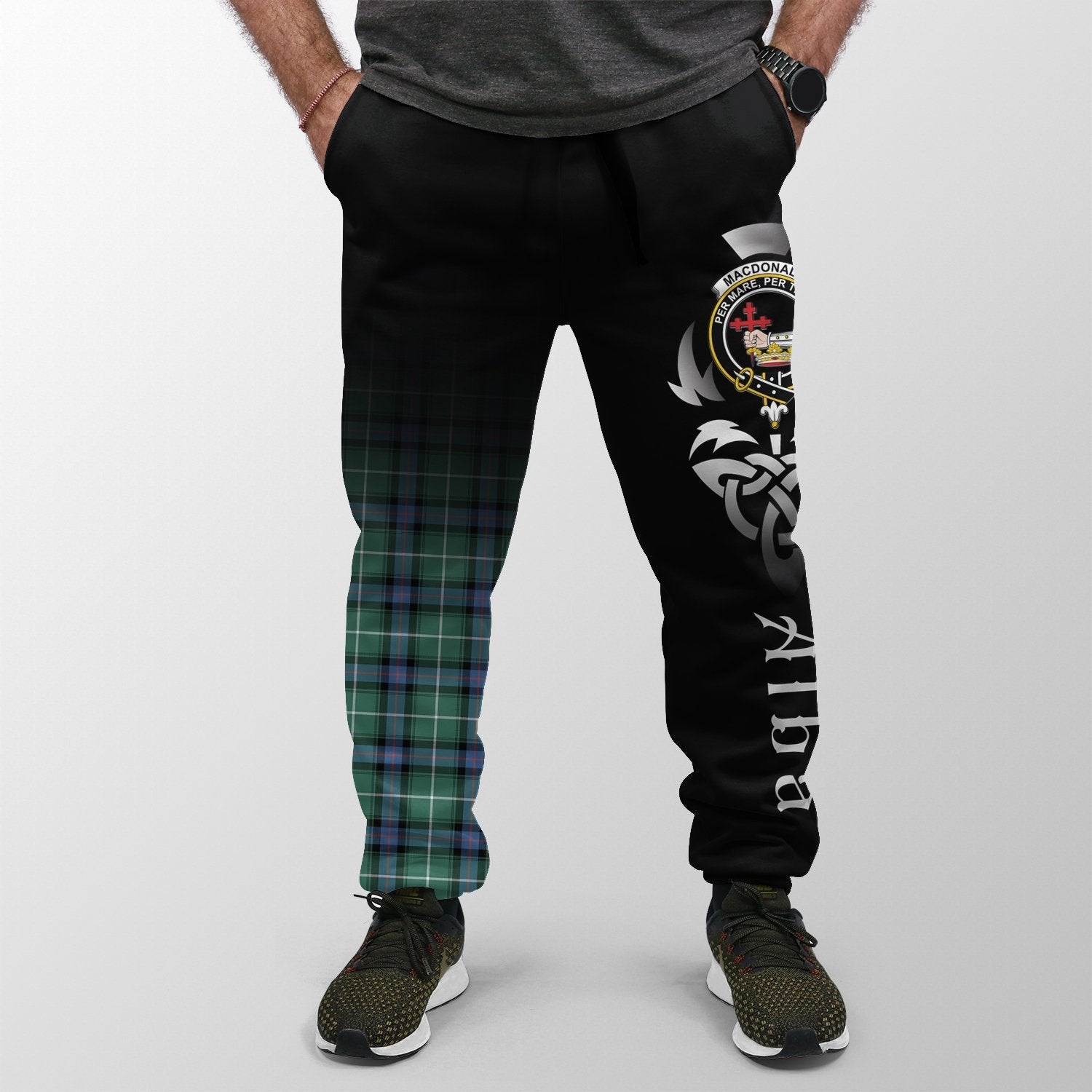 Clan MacDonald Of The Isles Hunting Ancient Tartan Crest Jogger Sweatpants  Alba Celtic Style SZ40 Clan MacDonald Tartan Today   