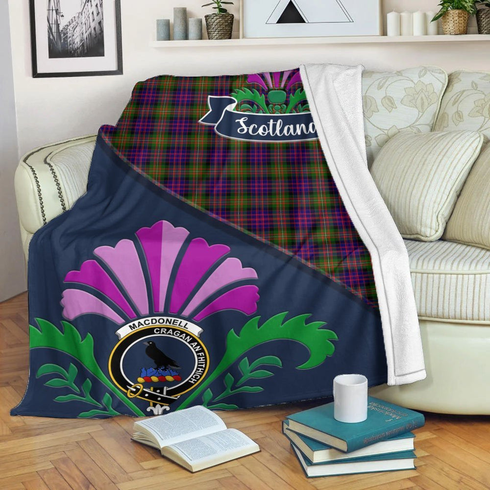 Clan MacDonell of Glengarry Tartan Crest Premium Blanket Thistle Style HW51 Clan Glen Tartan Today   