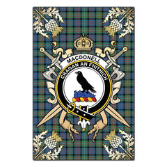 Clan MacDonnell of Glengarry Ancient Tartan Crest Black Garden Flag  - Gold Thistle  QX28 Clan Glen Tartan Today   