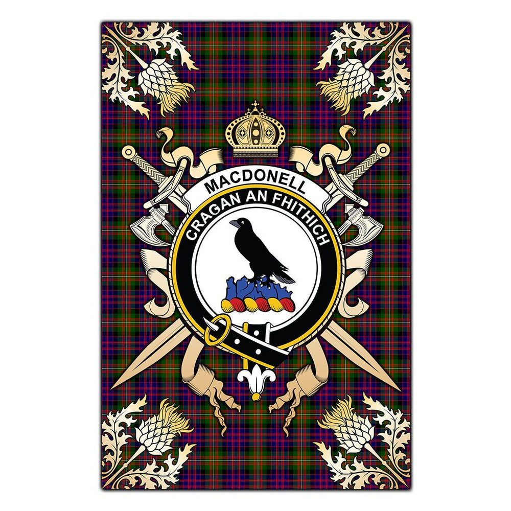 Clan MacDonnell of Glengarry Modern Tartan Crest Black Garden Flag  - Gold Thistle  VK82 Clan Glen Tartan Today   