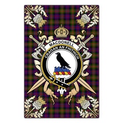 Clan MacDonnell of Glengarry Modern Tartan Crest Black Garden Flag  - Gold Thistle  VK82 Clan Glen Tartan Today   
