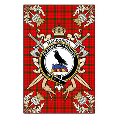 Clan MacDonnell of Keppoch Modern Tartan Crest Black Garden Flag  - Gold Thistle  PU98 Clan MacDonnell of Keppoch Tartan Today   