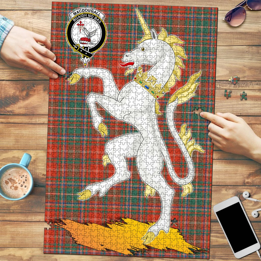 Clan MacDougall Ancient Tartan Crest Unicorn Scotland Jigsaw Puzzles Gift For Family HM54 Clan MacDougall Tartan Today   