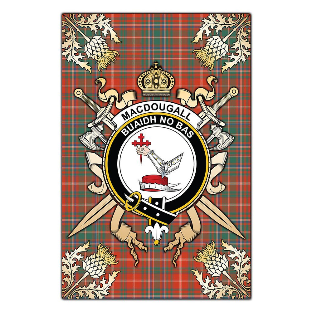 Clan MacDougall Ancient Tartan Crest Black Garden Flag  - Gold Thistle  NK67 Clan MacDougall Tartan Today   