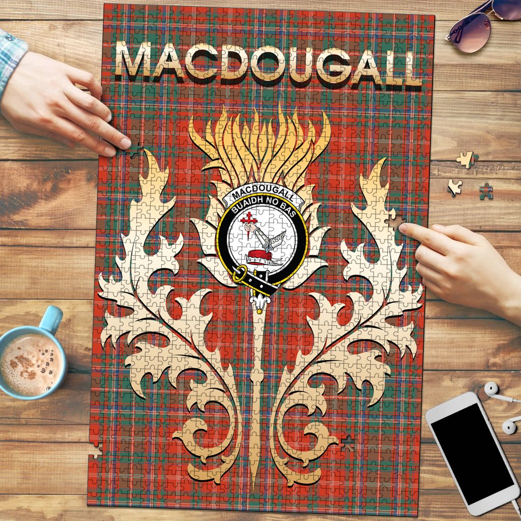 Clan MacDougall Ancient Tartan Crest Thistle Jigsaw Puzzles Gift For Family BI82 Clan MacDougall Tartan Today   