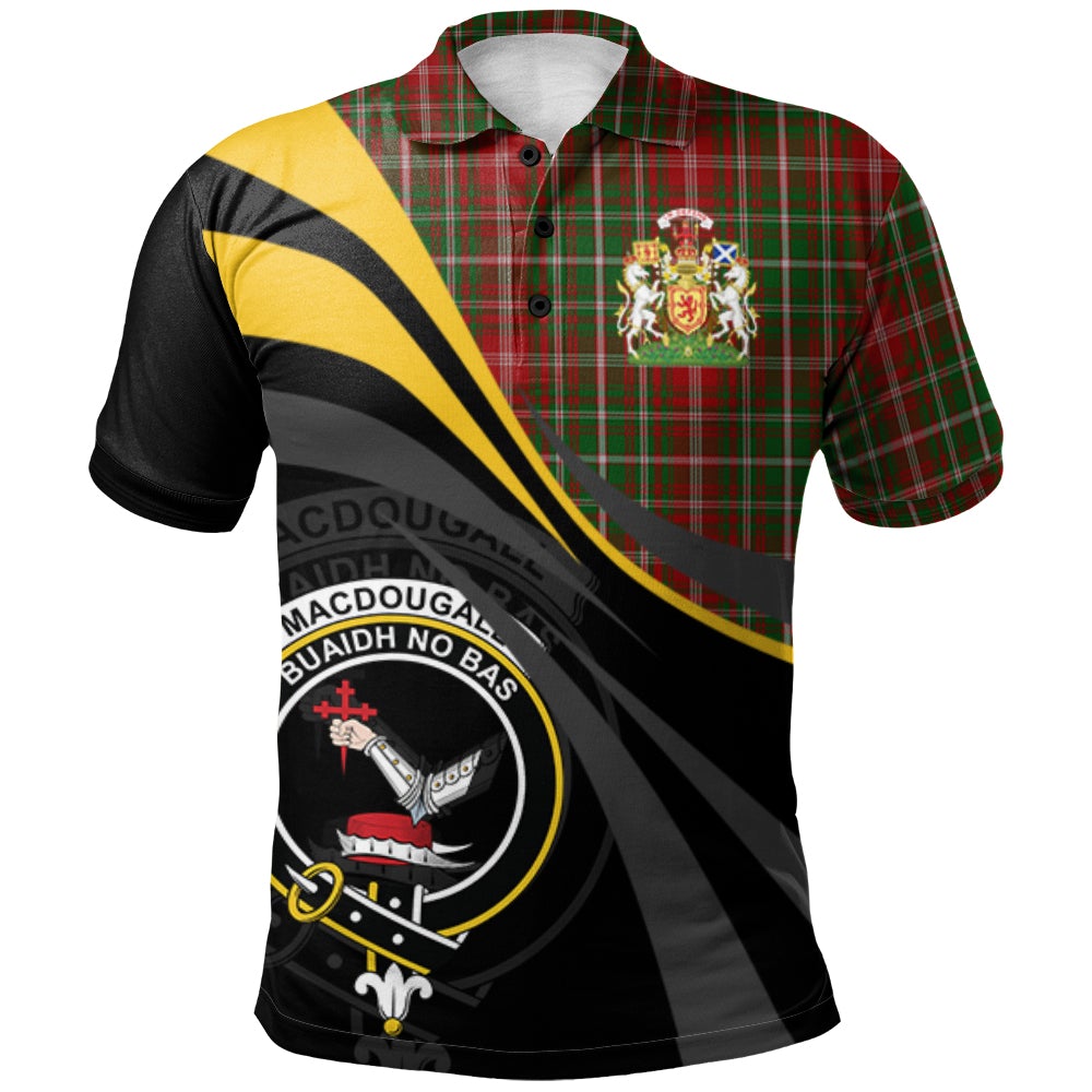 Clan MacDougall Lochcarron Tartan Polo Shirt - Royal Coat Of Arms Style WF20 MacDougall Lochcarron Tartan Tartan Polo   