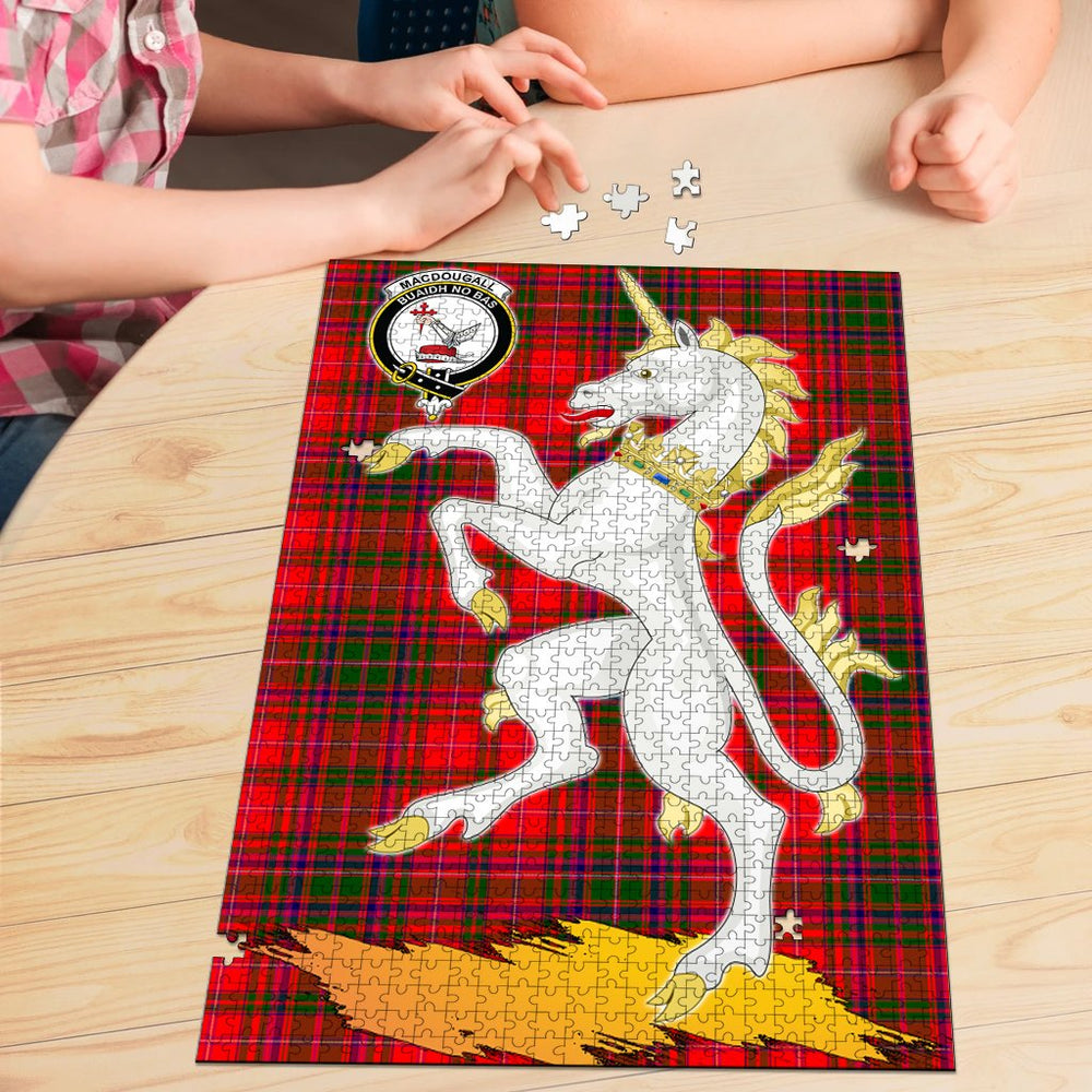 Clan MacDougall Modern Tartan Crest Unicorn Scotland Jigsaw Puzzles Gift For Family EV37 Clan MacDougall Tartan Today   