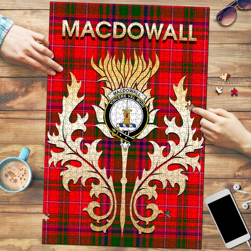 Clan MacDowall Tartan Crest Thistle Jigsaw Puzzles Gift For Family SI84 Clan MacDowall Tartan Today   