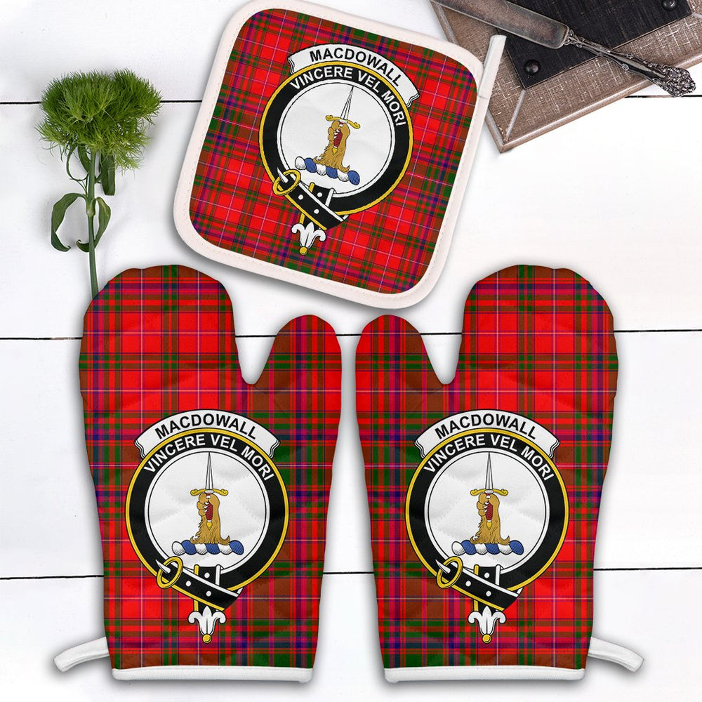 Clan MacDowall Tartan Crest Oven Mitt And Pot Holder (2 Oven Mitts + 1 Pot Holder) UE34 Clan MacDowall Tartan Today   