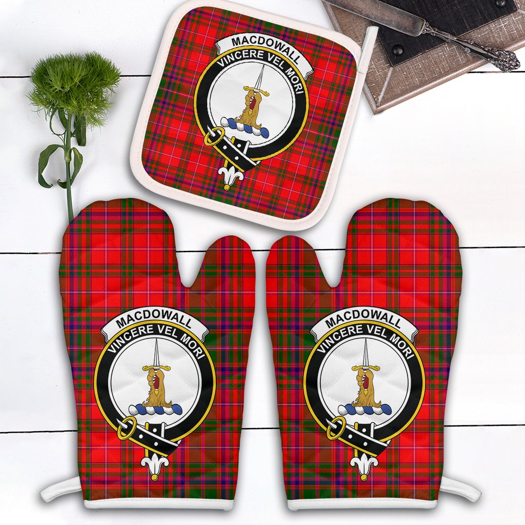 Clan MacDowall Tartan Crest Oven Mitt And Pot Holder (2 Oven Mitts + 1 Pot Holder) UE34 Clan MacDowall Tartan Today   