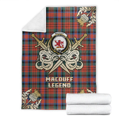 Clan MacDuff Ancient Tartan Gold Courage Symbol Blanket