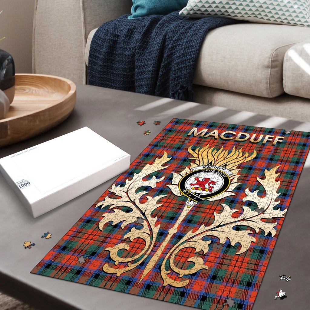 Clan MacDuff Ancient Tartan Crest Thistle Jigsaw Puzzles Gift For Family HL43 Clan MacDuff Tartan Today   