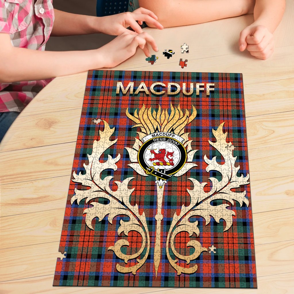 Clan MacDuff Ancient Tartan Crest Thistle Jigsaw Puzzles Gift For Family HL43 Clan MacDuff Tartan Today   