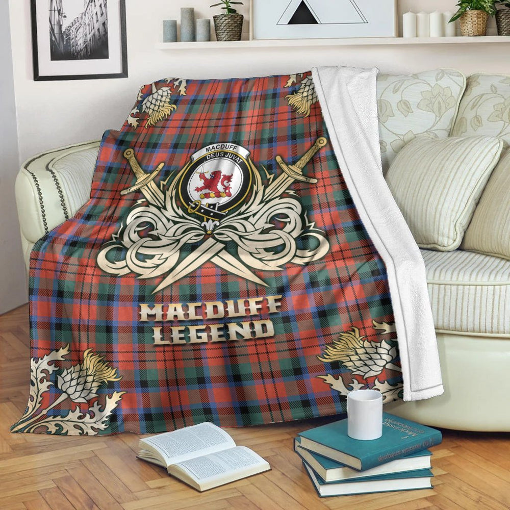 Clan MacDuff Ancient Tartan Gold Courage Symbol Blanket XJ96 Clan MacDuff Tartan Today   
