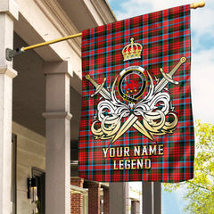 Custom Name Clan MacDuff Modern Tartan Garden Flag with Clan Crest and the Golden Sword of Courageous Legacy MJ66
