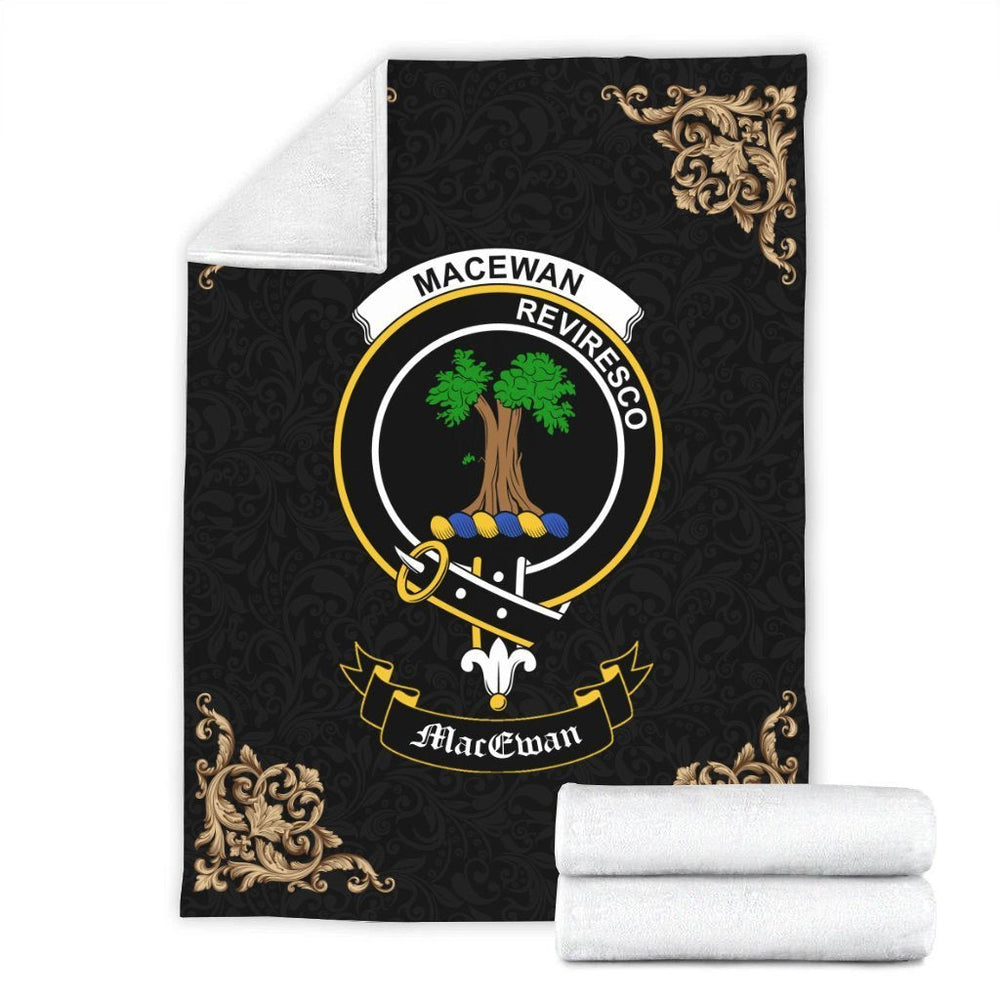 Clan MacEwan Crest Tartan Premium Blanket Black XN85 Clan MacEwen_MacEwan Tartan Today   