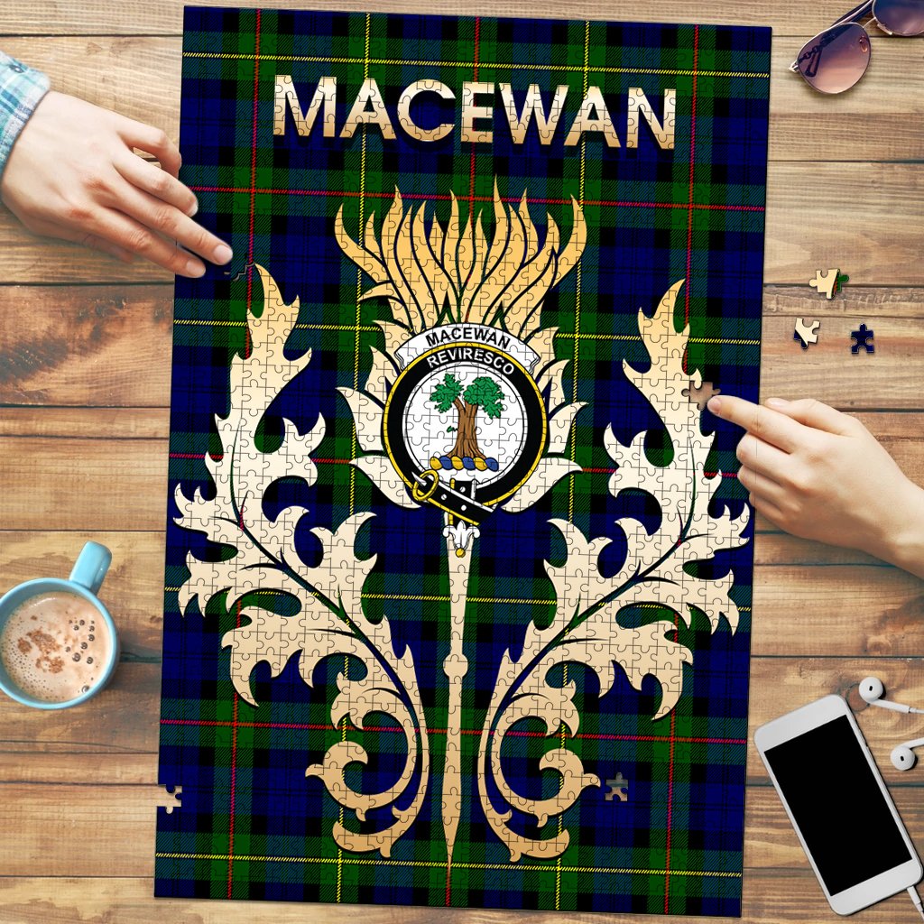 Clan MacEwan Tartan Crest Thistle Jigsaw Puzzles Gift For Family PT19 Clan MacEwen_MacEwan Tartan Today   