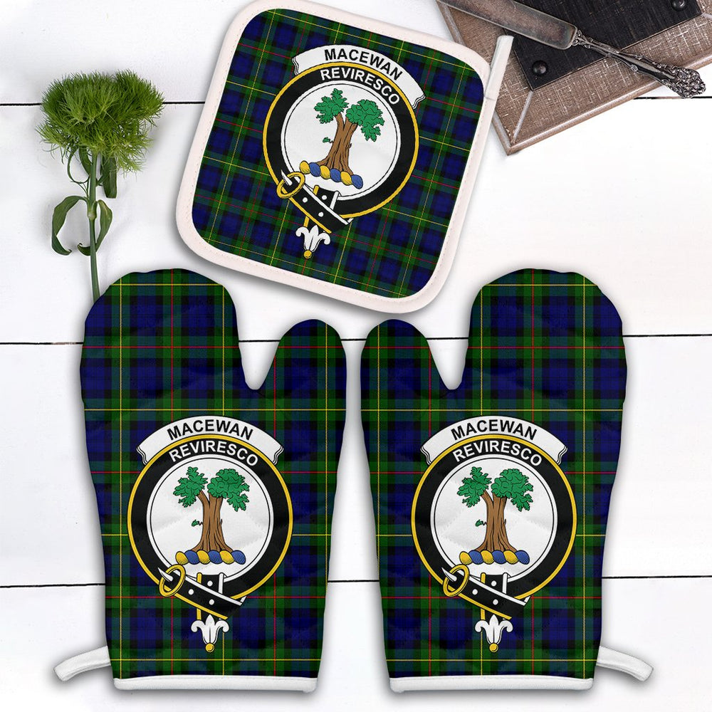 Clan MacEwan Tartan Crest Oven Mitt And Pot Holder (2 Oven Mitts + 1 Pot Holder) NY60 Clan MacEwen_MacEwan Tartan Today   