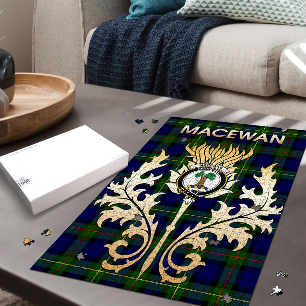 Clan MacEwan Tartan Crest Thistle Jigsaw Puzzles Gift For Family PT19 Clan MacEwen_MacEwan Tartan Today   