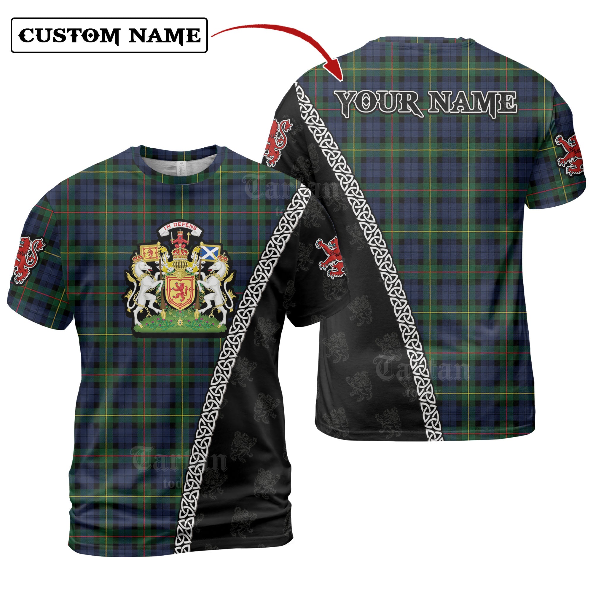 MacEwen Modern Tartan Shirt with Scotland Coat of Arms & Custom Name JN48