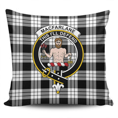 Clan MacFarlane Black & White Ancient Tartan Crest Pillow Cover XW72 Clan MacFarlane Tartan Today   
