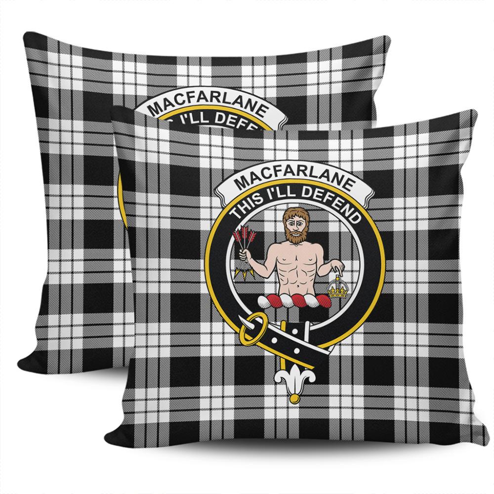 Clan MacFarlane Black & White Ancient Tartan Crest Pillow Cover XW72 Clan MacFarlane Tartan Today   