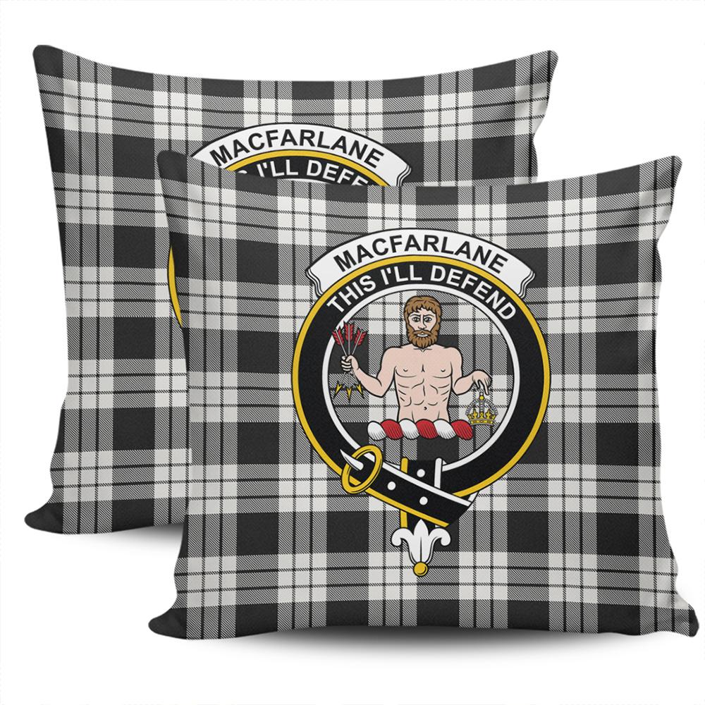 Clan MacFarlane Black & White Tartan Crest Pillow Cover XZ31 Clan MacFarlane Tartan Today   