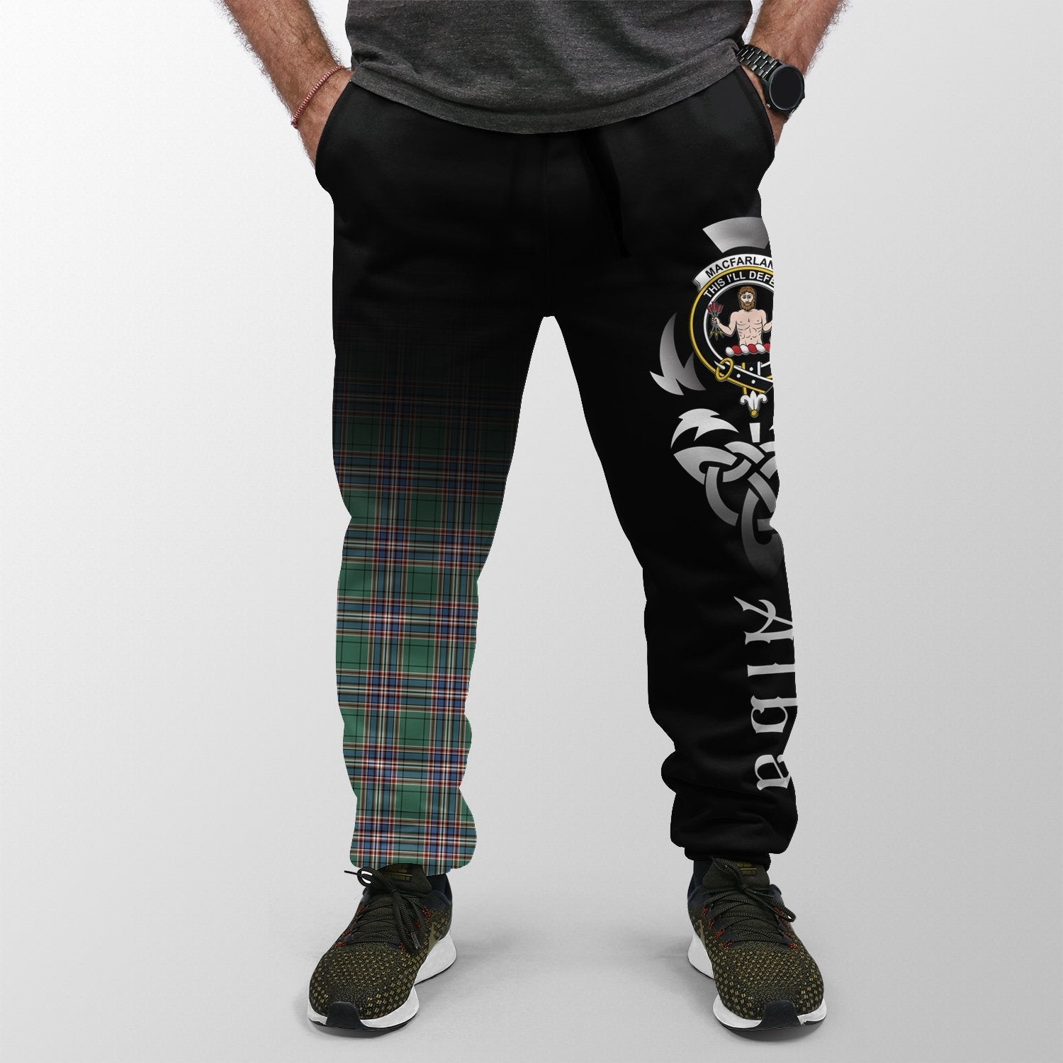Clan MacFarlane Hunting Ancient Tartan Crest Jogger Sweatpants  Alba Celtic Style ZL92 Clan MacFarlane Tartan Today   