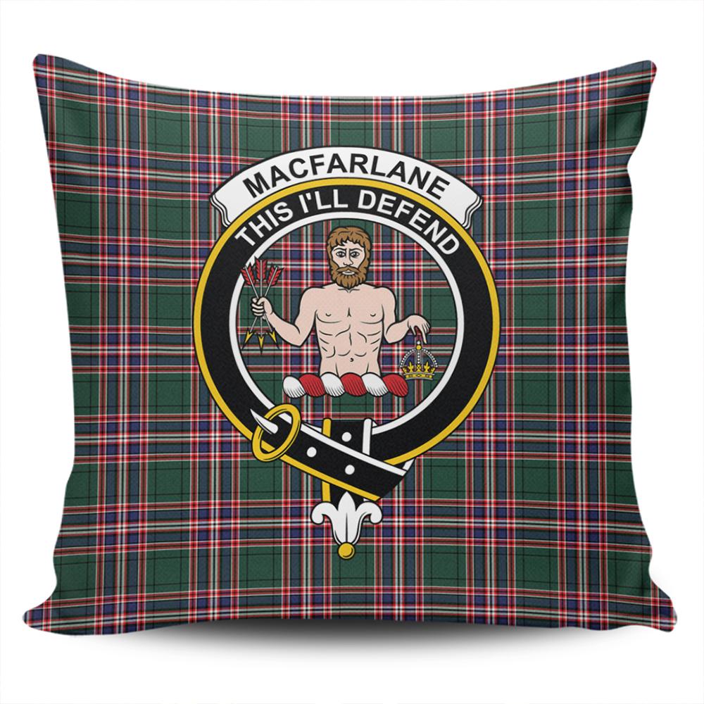 Clan Clan MacFarlane Hunting Modern Tartan Crest Pillow Cover AI18 Clan MacFarlane Tartan Today   