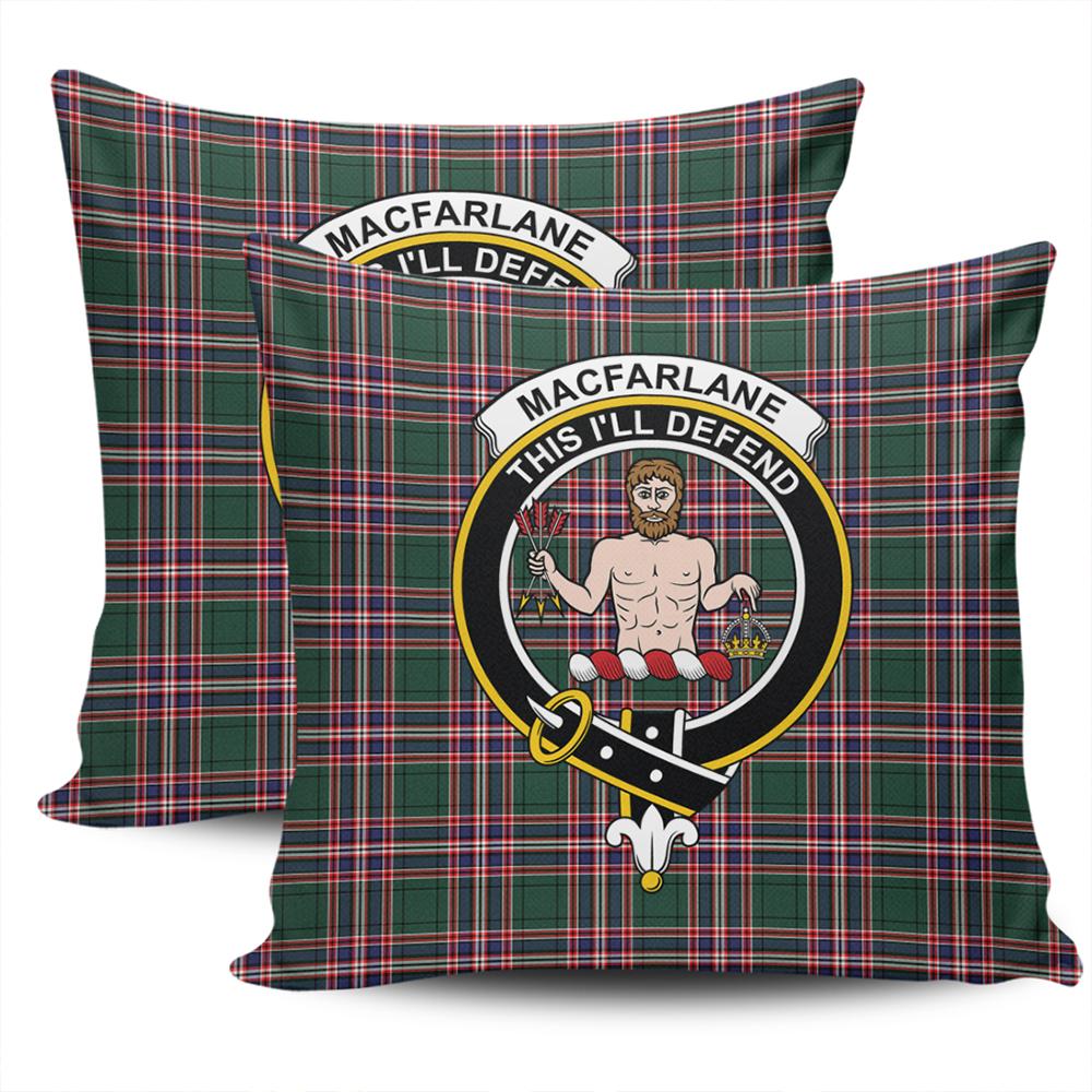 Clan Clan MacFarlane Hunting Modern Tartan Crest Pillow Cover AI18 Clan MacFarlane Tartan Today   