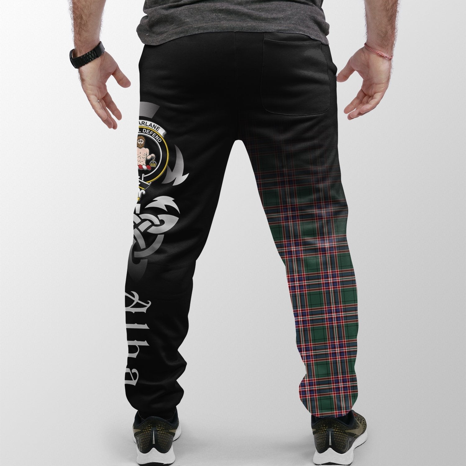 Clan MacFarlane Hunting Modern Tartan Crest Jogger Sweatpants  Alba Celtic Style WC45 Clan MacFarlane Tartan Today   