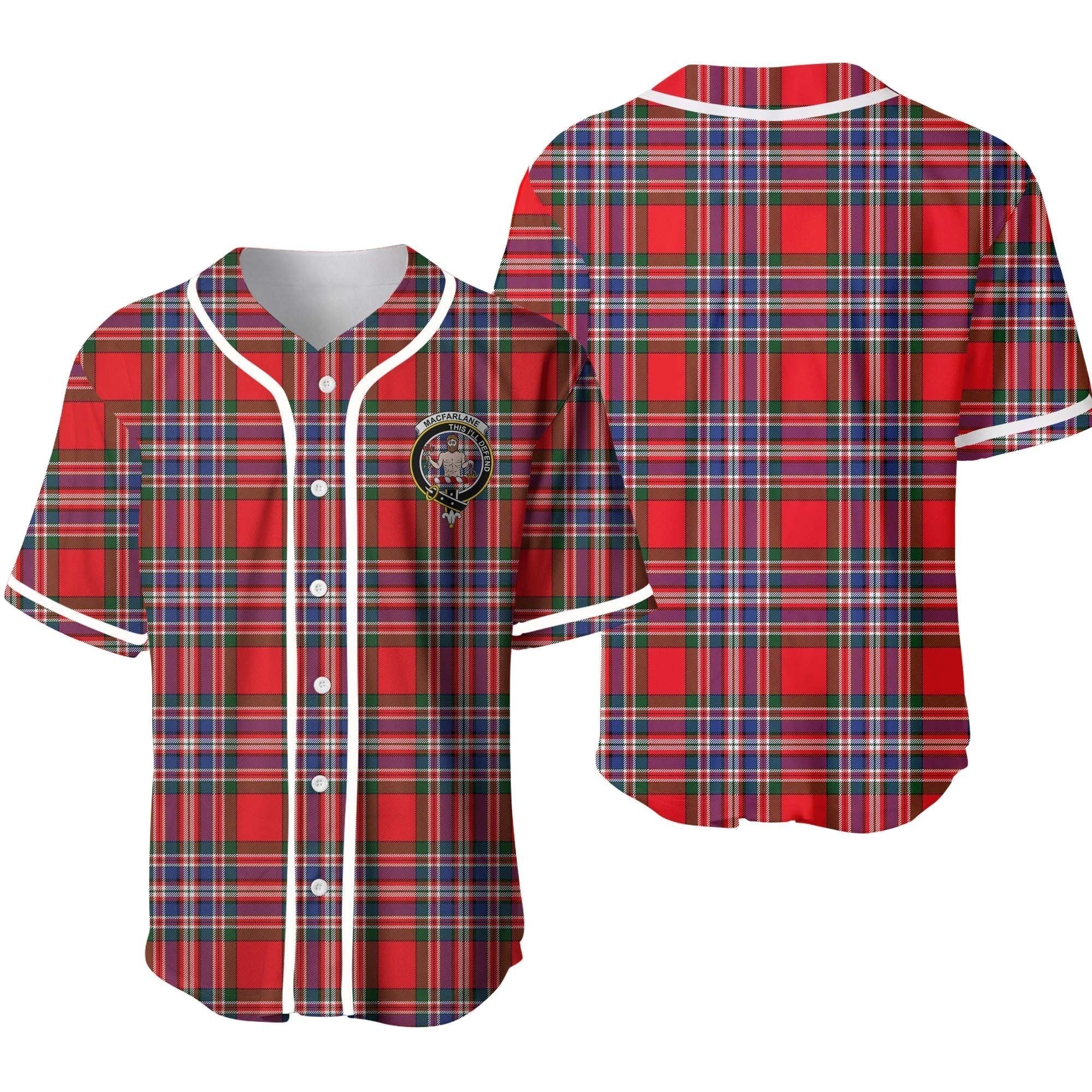 Clan MacFarlane Tartan Unisex Baseball Jersey NR79VR84 Clan MacFarlane Tartan Today   