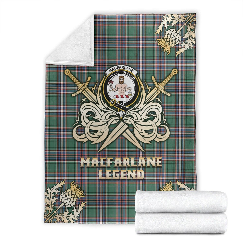 Clan MacFarlane Hunting Ancient Tartan Gold Courage Symbol Blanket VB38 Clan MacFarlane Tartan Today   