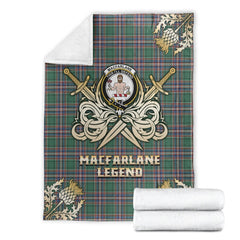 Clan MacFarlane Hunting Ancient Tartan Gold Courage Symbol Blanket VB38 Clan MacFarlane Tartan Today   