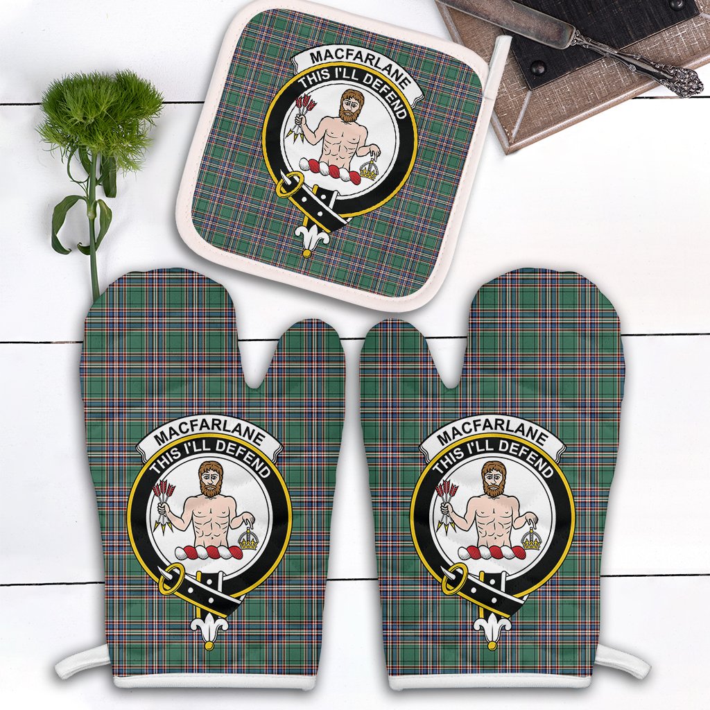 Clan MacFarlane Hunting Ancient Tartan Crest Oven Mitt And Pot Holder (2 Oven Mitts + 1 Pot Holder) GI32 Clan MacFarlane Tartan Today   