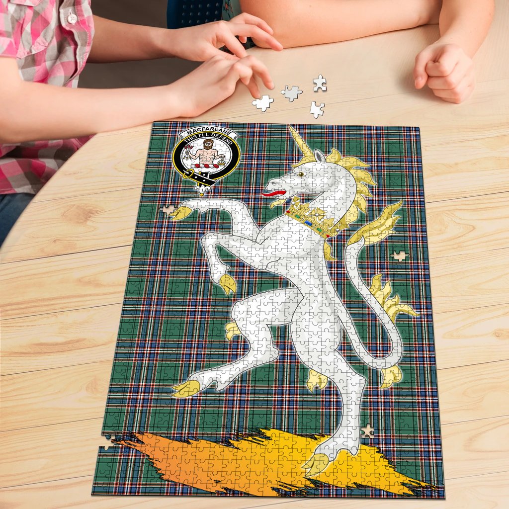 Clan MacFarlane Hunting Ancient Tartan Crest Unicorn Scotland Jigsaw Puzzles Gift For Family MH54 Clan MacFarlane Tartan Today   