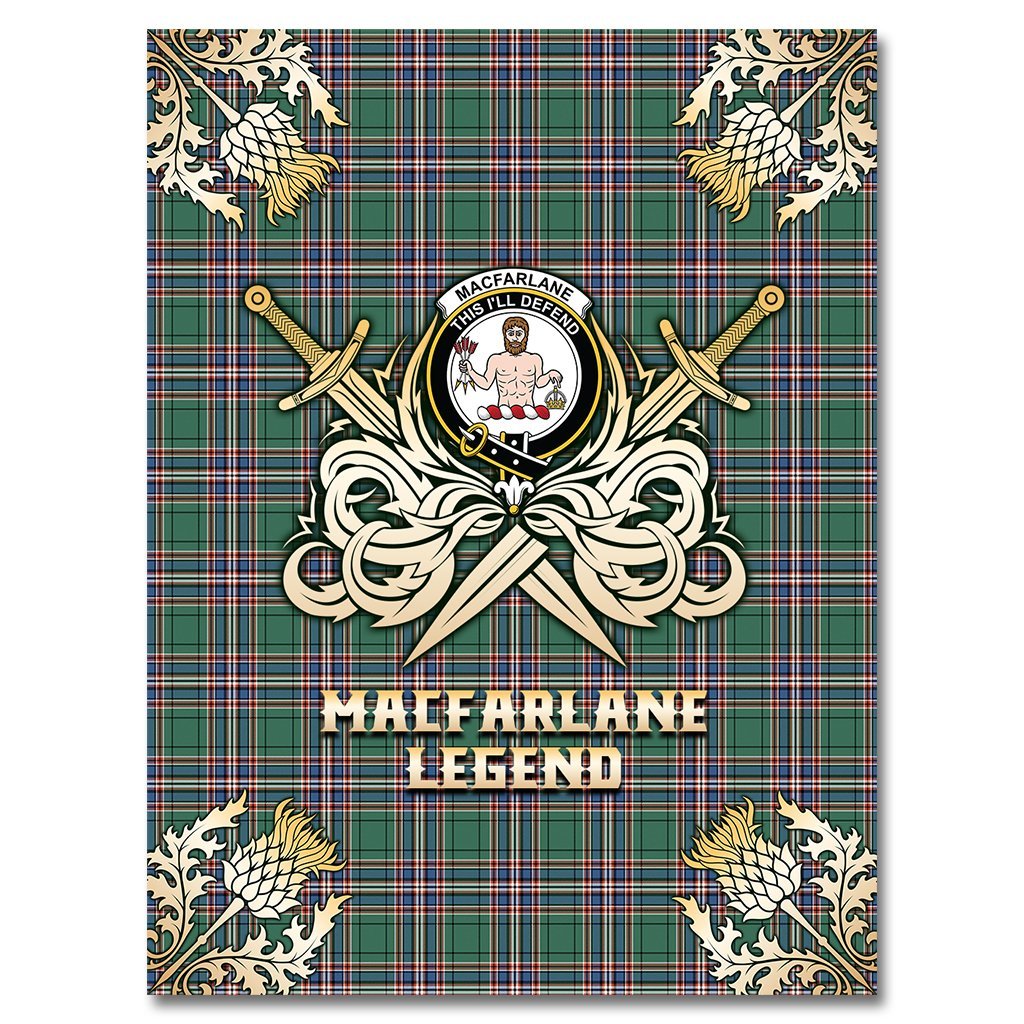 Clan MacFarlane Hunting Ancient Tartan Gold Courage Symbol Blanket VB38 Clan MacFarlane Tartan Today   