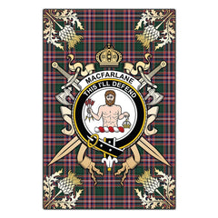 Clan MacFarlane Hunting Modern Tartan Crest Black Garden Flag  - Gold Thistle  HE99 Clan MacFarlane Tartan Today   