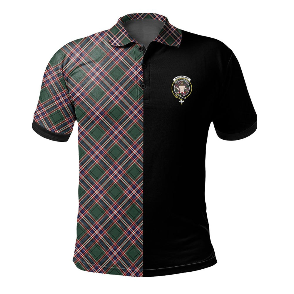 Clan MacFarlane Hunting Modern Tartan Polo Shirt Half of Me - Cross Style GS49 MacFarlane Hunting Modern Tartan Tartan Polo   