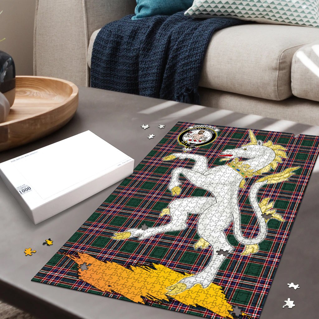 Clan MacFarlane Hunting Modern Tartan Crest Unicorn Scotland Jigsaw Puzzles Gift For Family JN29 Clan MacFarlane Tartan Today   
